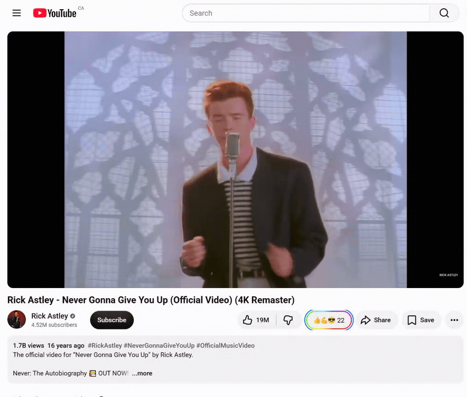 The Web Reactions picker opening next to a post and adding an emoji reaction with a public count